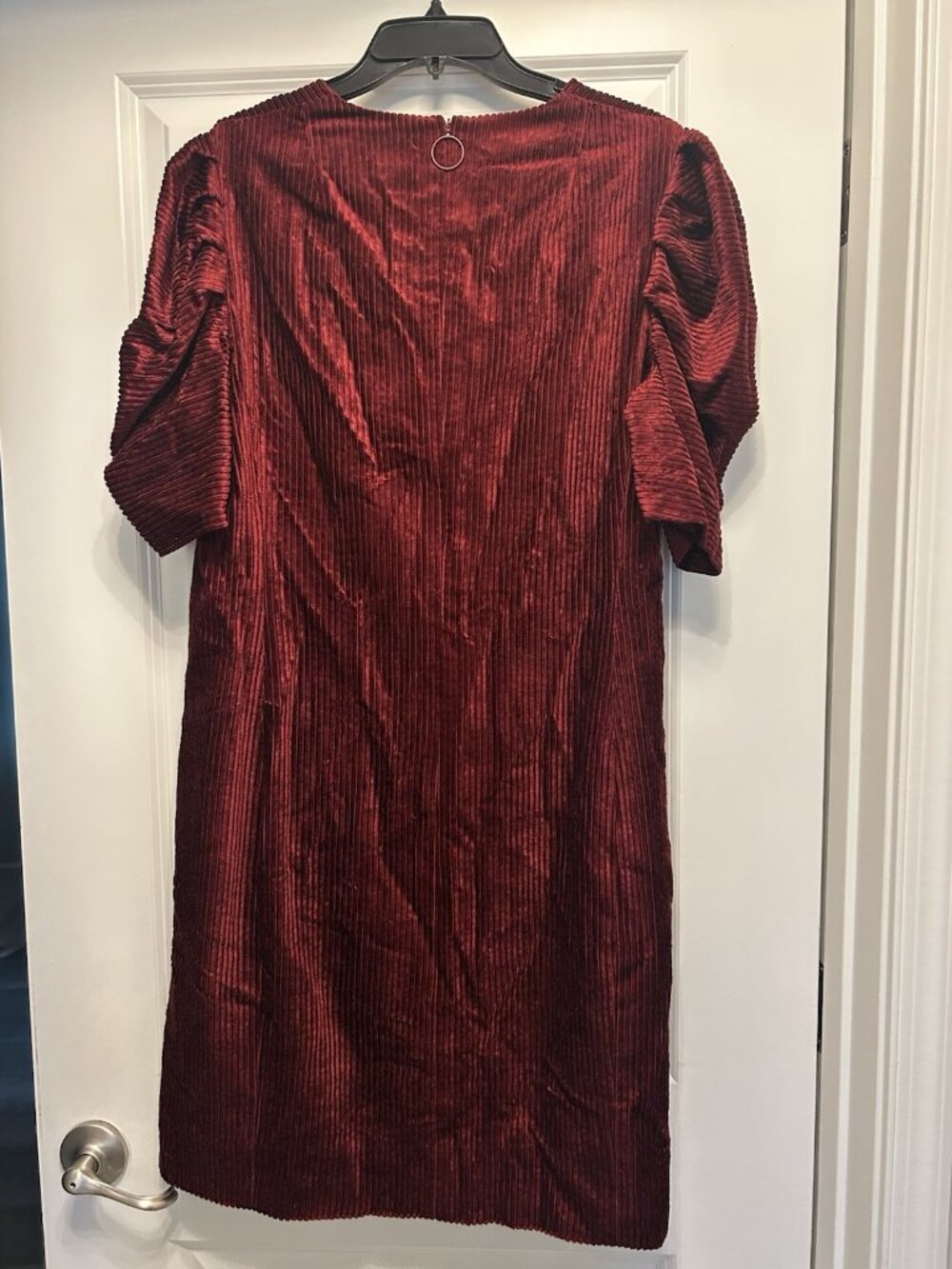 Akris Punto Red Corduroy Puff Sleeve Dress Womens 12 NWT Holiday $1290 Valentine - Picture 12 of 15